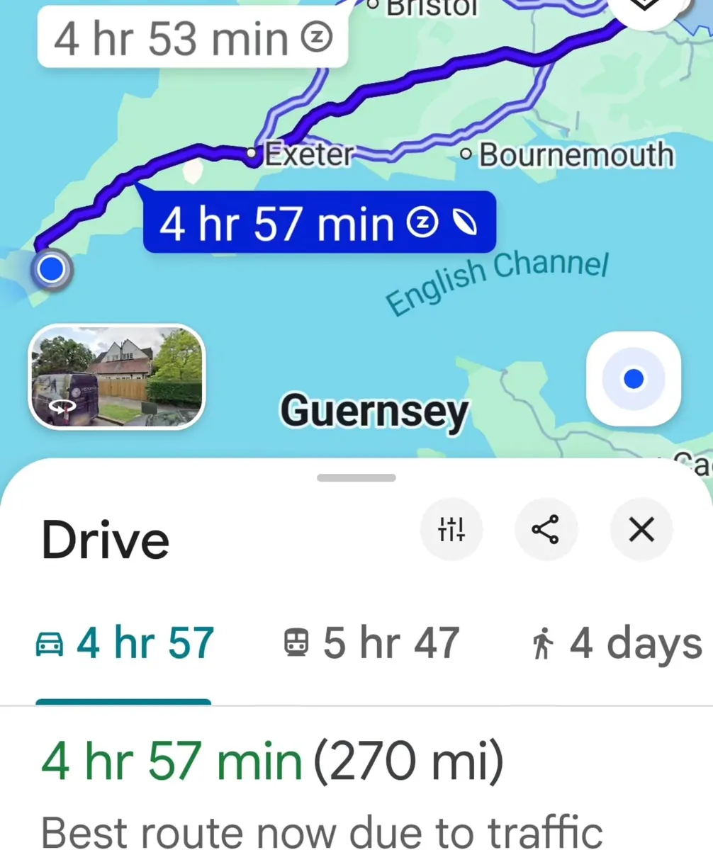 Route map from Southall to Bournemouth – Big Yellow Southall to Bournemouth