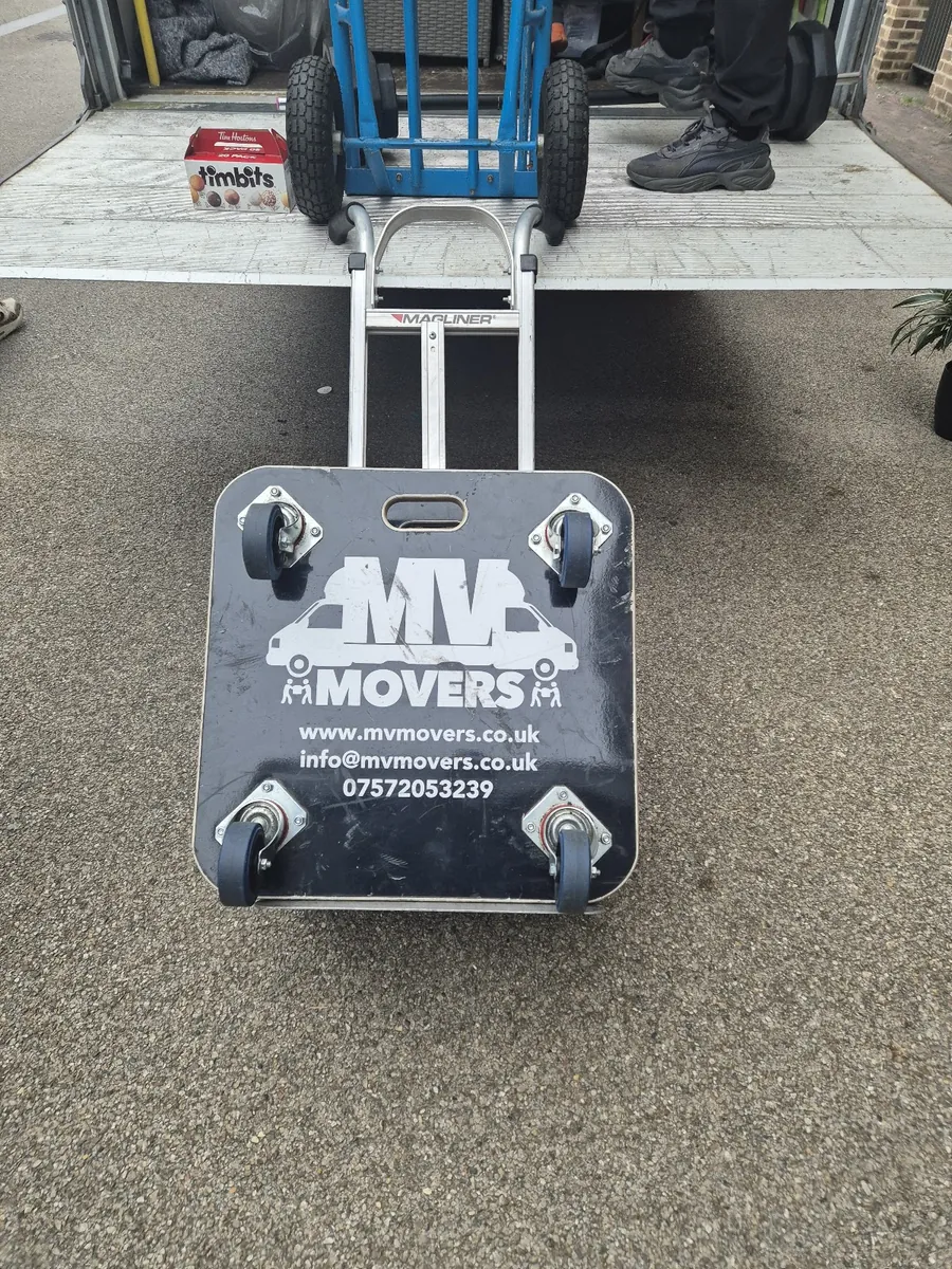The kit – Branded sack trucks on every van – MV Movers