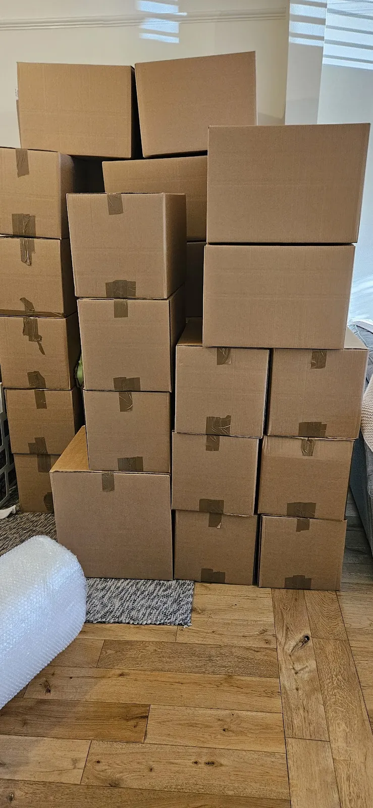 Packed and labelled – A full pack the day before – MV Movers